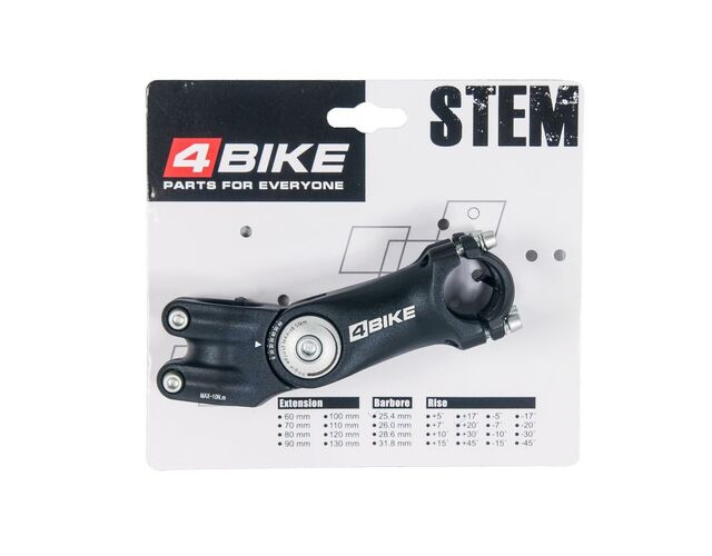 Вынос руля ''4BIKE'', алюминиевый, TDS-D299N, L:105, R:0-60°, D:25.4мм, инд упаковка, чёрный